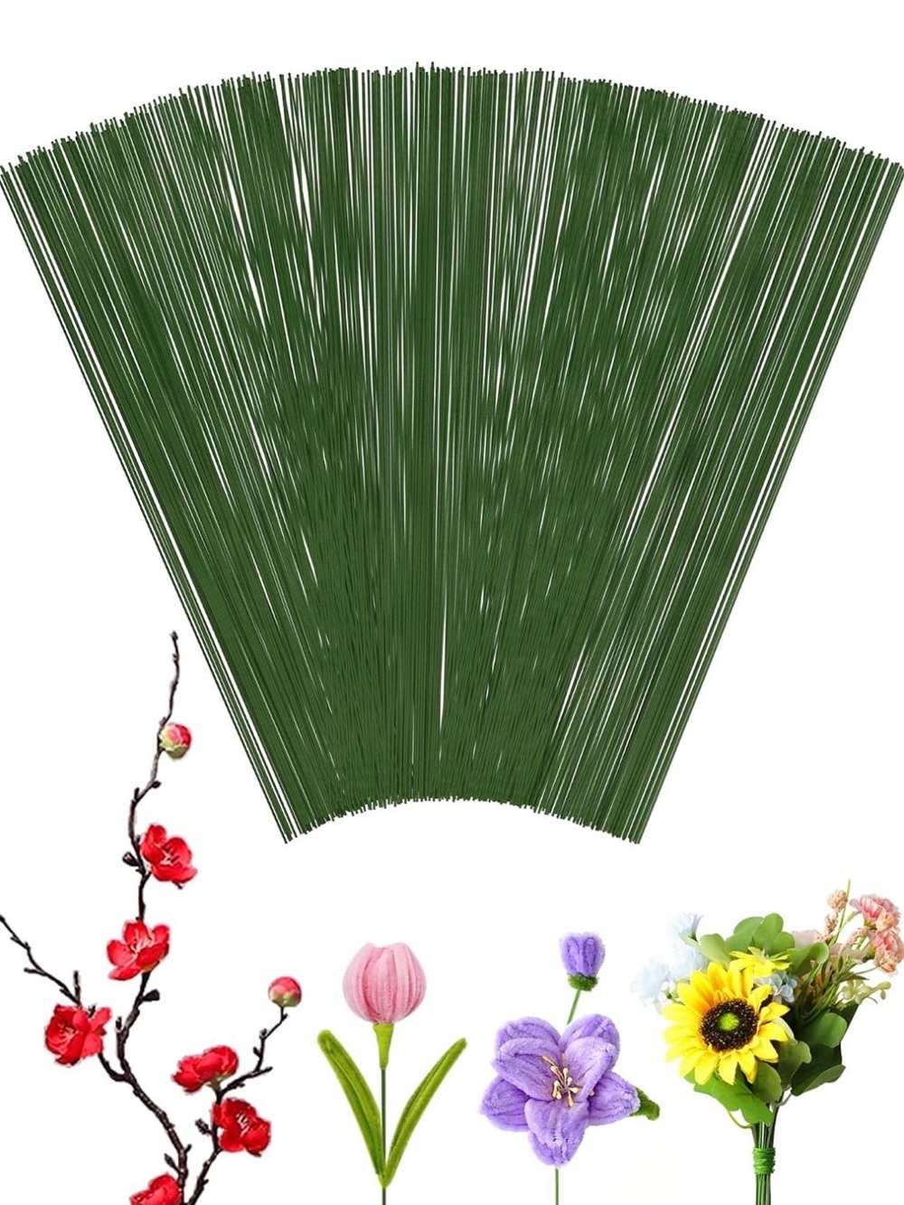 NWT- 100 Piece Green Floral Wire Stems for Artificial Flower Making - Picture 1 of 3